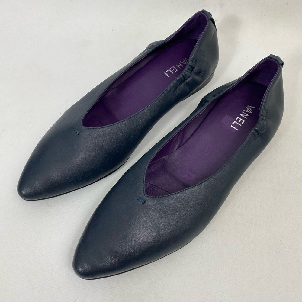 VANELI Blue Leather Ballet Flat Slip On Women Shoes 10 M Casual Dress - Picture 5 of 12